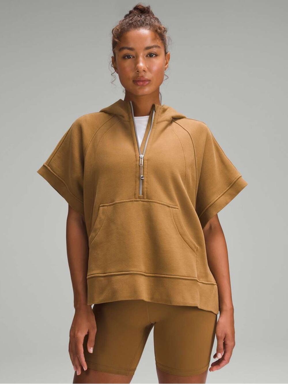 Lululemon Scuba Oversized Half Zip Hoodie Poncho Cape Funnel Neck Brown M/L